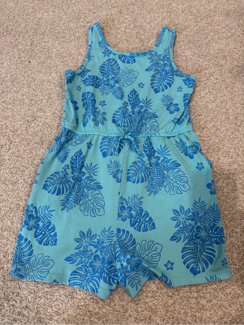 Blue Tropical Print Girls Romper